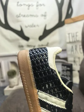 Adidas Beige Brown Woven Textile Upper Leather Overlays Lifestyle Sneakers 13