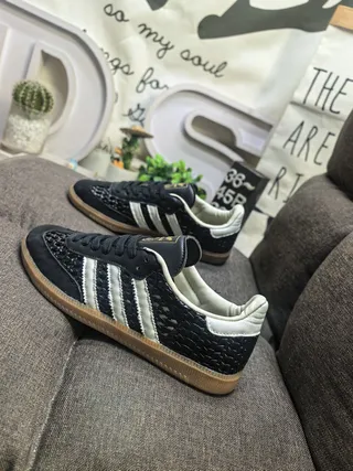 Adidas Beige Brown Woven Textile Upper Leather Overlays Lifestyle Sneakers 17