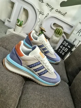 Adidas Beige Purple Retro Runner Silhouette Layered Suede And Textile Upper Lifestyle Sneakers 9