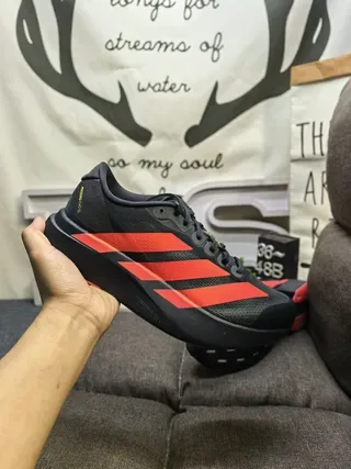 Adidas Black and Red Three-Stripe Lifestyle Sneakers 5