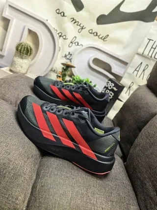Adidas Black and Red Three-Stripe Lifestyle Sneakers 7