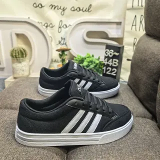 Adidas Black and White Three-Stripe Lifestyle Sneakers