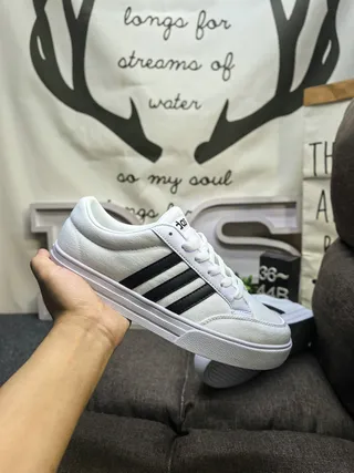 Adidas Black and White Three-Stripe Lifestyle Sneakers 5
