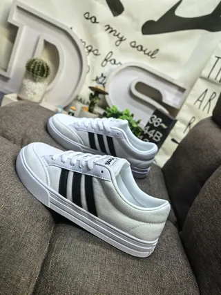 Adidas Black and White Three-Stripe Lifestyle Sneakers 7