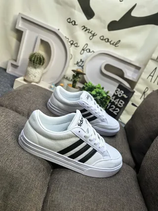 Adidas Black and White Three-Stripe Lifestyle Sneakers 9