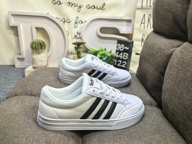 Adidas Black and White Three-Stripe Lifestyle Sneakers 11