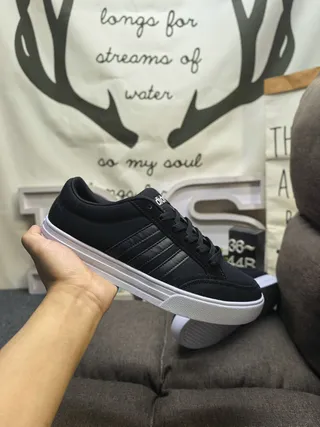 Adidas Black and White Three-Stripe Lifestyle Sneakers 15