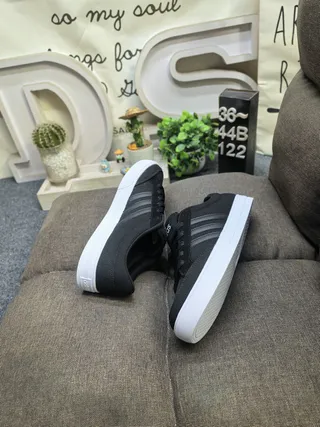 Adidas Black and White Three-Stripe Lifestyle Sneakers 16