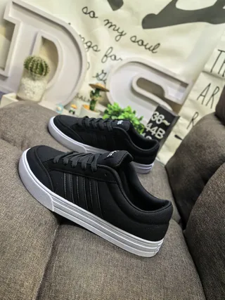 Adidas Black and White Three-Stripe Lifestyle Sneakers 17