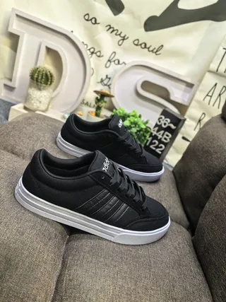 Adidas Black and White Three-Stripe Lifestyle Sneakers 19
