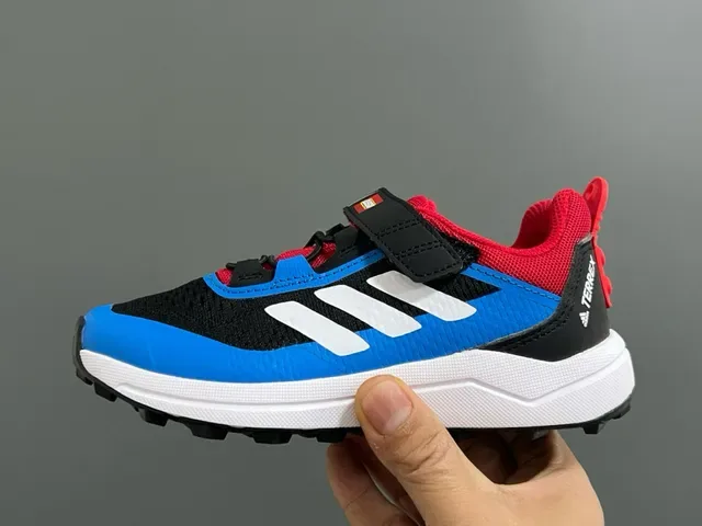 Adidas Black Blue Low-Top Hook-and-Loop Strap Lifestyle Sneakers 22
