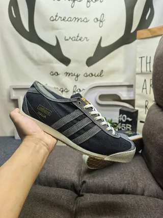 Adidas Black Gray Denim Upper Three-Stripe Side Panel Lifestyle Sneakers 5