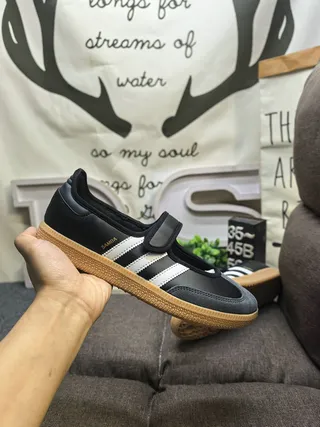 Adidas Black Gray Laceless Mary Jane Hook-and-Loop Strap Lifestyle Sneakers 5