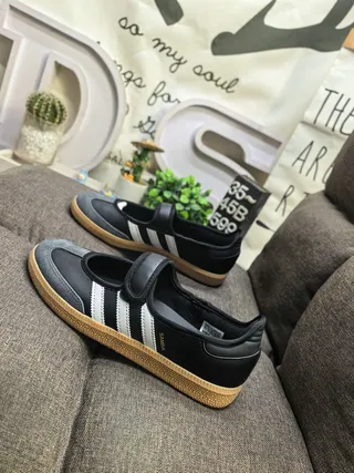 Adidas Black Gray Laceless Mary Jane Hook-and-Loop Strap Lifestyle Sneakers 7