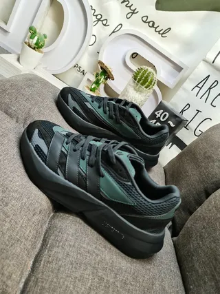Adidas Black Green Chunky Sculpted Midsole Mesh And Synthetic Overlay Lifestyle Sneakers 7