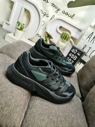 Adidas Black Green Chunky Sculpted Midsole Mesh And Synthetic Overlay Lifestyle Sneakers 9