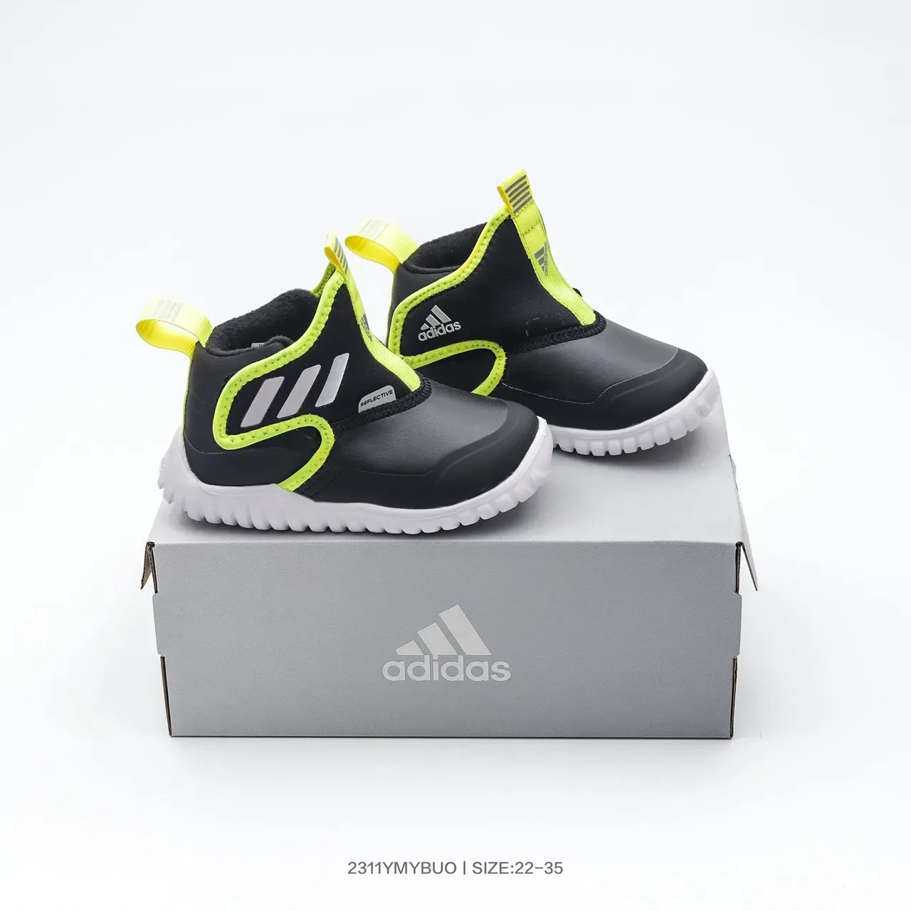 Adidas Black Green Slip-On Elastic Side Panels Sneakers 22