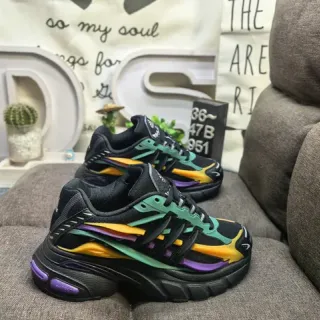 Adidas Black Multicolor Multi-Layered Synthetic Cage Wave-Shaped Overlays Chunky Sneakers