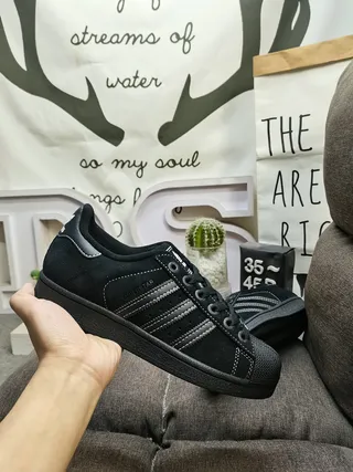 Adidas Black White Low-Top Suede Upper Lifestyle Sneakers 5