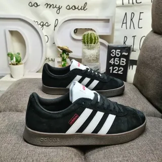 Adidas Black White Suede Upper Three-Stripe Side Panel Lifestyle Sneakers
