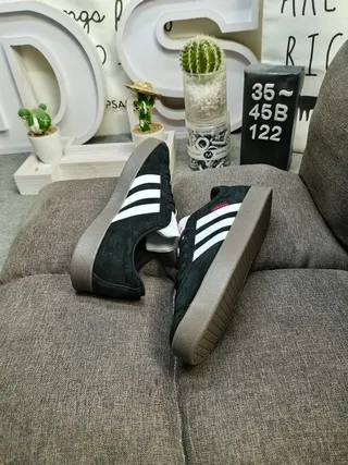 Adidas Black White Suede Upper Three-Stripe Side Panel Lifestyle Sneakers 6