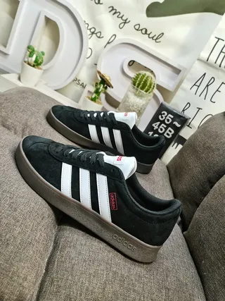 Adidas Black White Suede Upper Three-Stripe Side Panel Lifestyle Sneakers 7