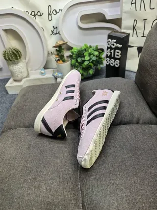 Adidas Blue Beige Suede Upper Three-Stripe Side Panel Lifestyle Sneakers 6
