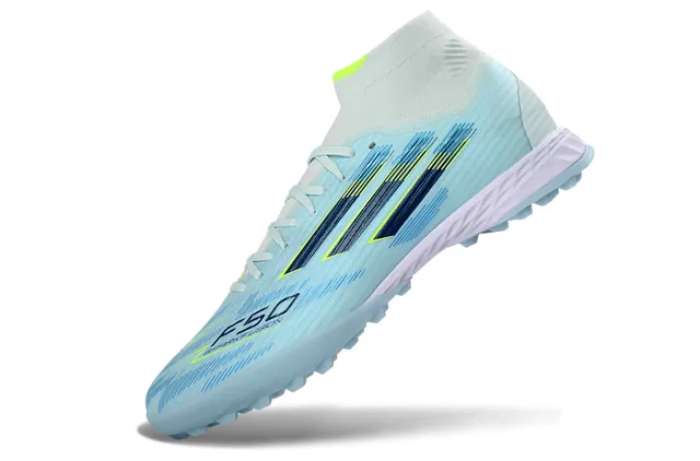 Adidas Sapatos de futebol turf com gola de malha de corte alto, superior sintético leve, azul marinho 3