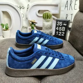 Adidas Blue Navy Suede Upper Three-Stripe Side Panel Lifestyle Sneakers