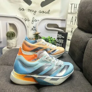 Adidas Chaussures Running Bleu Orange tige mesh ingénierie overlay de trois rayures métalliques