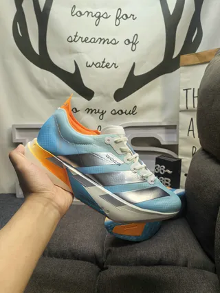 Adidas Chaussures Running Bleu Orange tige mesh ingénierie overlay de trois rayures métalliques 5