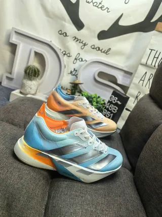 Adidas Chaussures Running Bleu Orange tige mesh ingénierie overlay de trois rayures métalliques 9