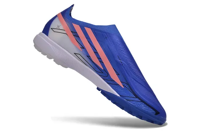 Adidas Chaussures de Football Bleu Rose Sans Lacets Ajustement Chaussure Crampons Moldés Gazon Artificiel 2