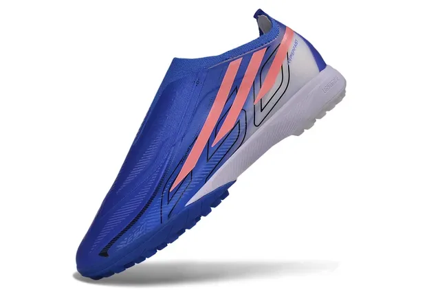 Adidas Chaussures de Football Bleu Rose Sans Lacets Ajustement Chaussure Crampons Moldés Gazon Artificiel 3