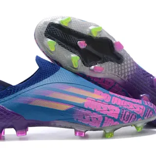 Adidas Blue Purple Low-Cut Sock-Fit Upper Gradient Three-Stripe Motif Firm-Ground Soccer Shoes
