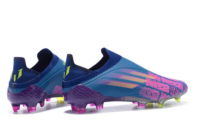 Adidas Blue Purple Low-Cut Sock-Fit Upper Gradient Three-Stripe Motif Firm-Ground Soccer Shoes 2