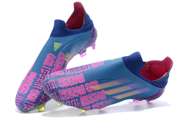 Adidas Blue Purple Low-Cut Sock-Fit Upper Gradient Three-Stripe Motif Firm-Ground Soccer Shoes 4