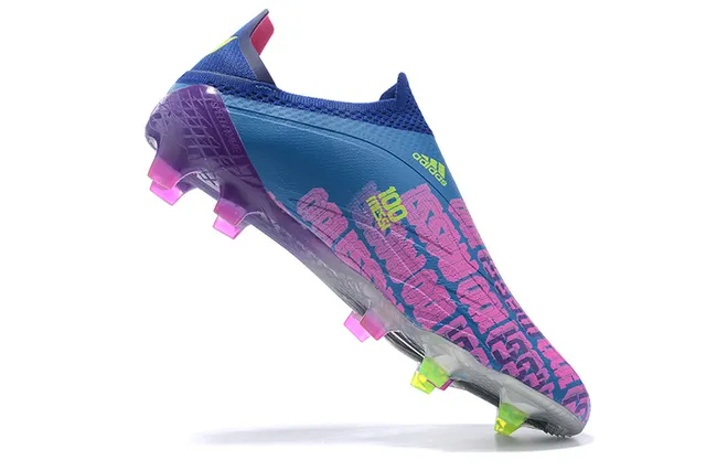 Adidas Blue Purple Low-Cut Sock-Fit Upper Gradient Three-Stripe Motif Firm-Ground Soccer Shoes 5