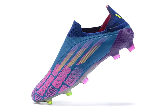 Adidas Blue Purple Low-Cut Sock-Fit Upper Gradient Three-Stripe Motif Firm-Ground Soccer Shoes 6