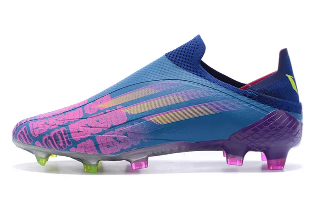 Adidas Blue Purple Low-Cut Sock-Fit Upper Gradient Three-Stripe Motif Firm-Ground Soccer Shoes 7