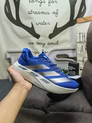 Adidas Blue Silver Lightweight Knit Upper Sculpted White Midsole Running Shoes 5