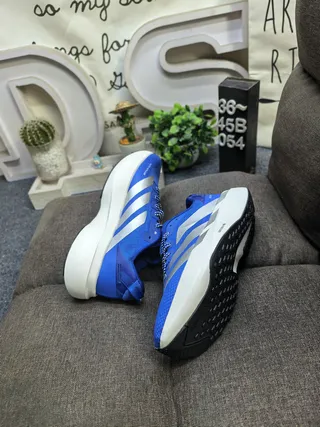 Adidas Blue Silver Lightweight Knit Upper Sculpted White Midsole Running Shoes 6