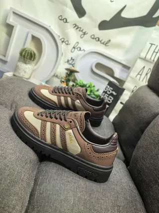 Adidas Brown Beige Perforated Leather Three-Stripe Side Panel Lifestyle Sneakers 7