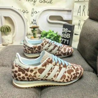 Adidas Brown Blue Leopard-Print Upper Three-Stripe Side Panel Lifestyle Sneakers