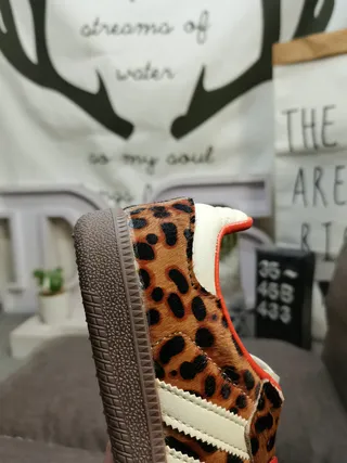 Adidas Brown Orange Leopard-Print Upper Three White Stripes Lifestyle Sneakers 3