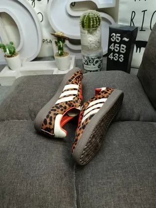 Adidas Brown Orange Leopard-Print Upper Three White Stripes Lifestyle Sneakers 6
