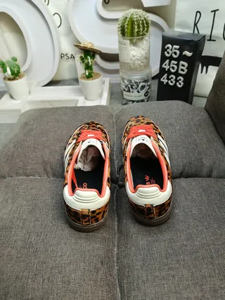 Adidas Brown Orange Leopard-Print Upper Three White Stripes Lifestyle Sneakers 8