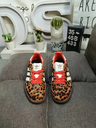 Adidas Brown Orange Leopard-Print Upper Three White Stripes Lifestyle Sneakers 10