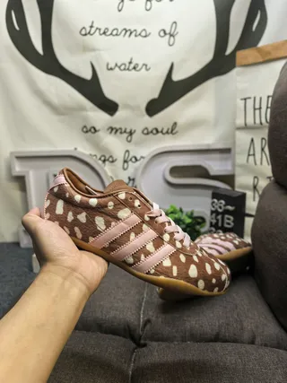 Adidas Brown Pink Cow-Print Upper Three Stripes Sneakers 5