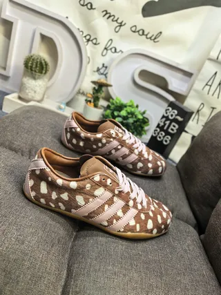 Adidas Brown Pink Cow-Print Upper Three Stripes Sneakers 9